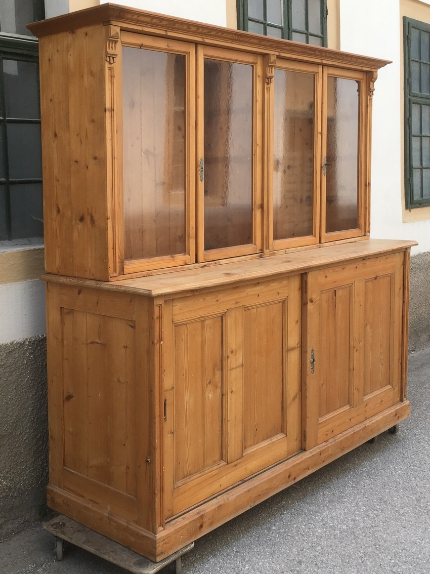 Weichholz Anrichte Aufsatz antik Schrank Dielenschrank