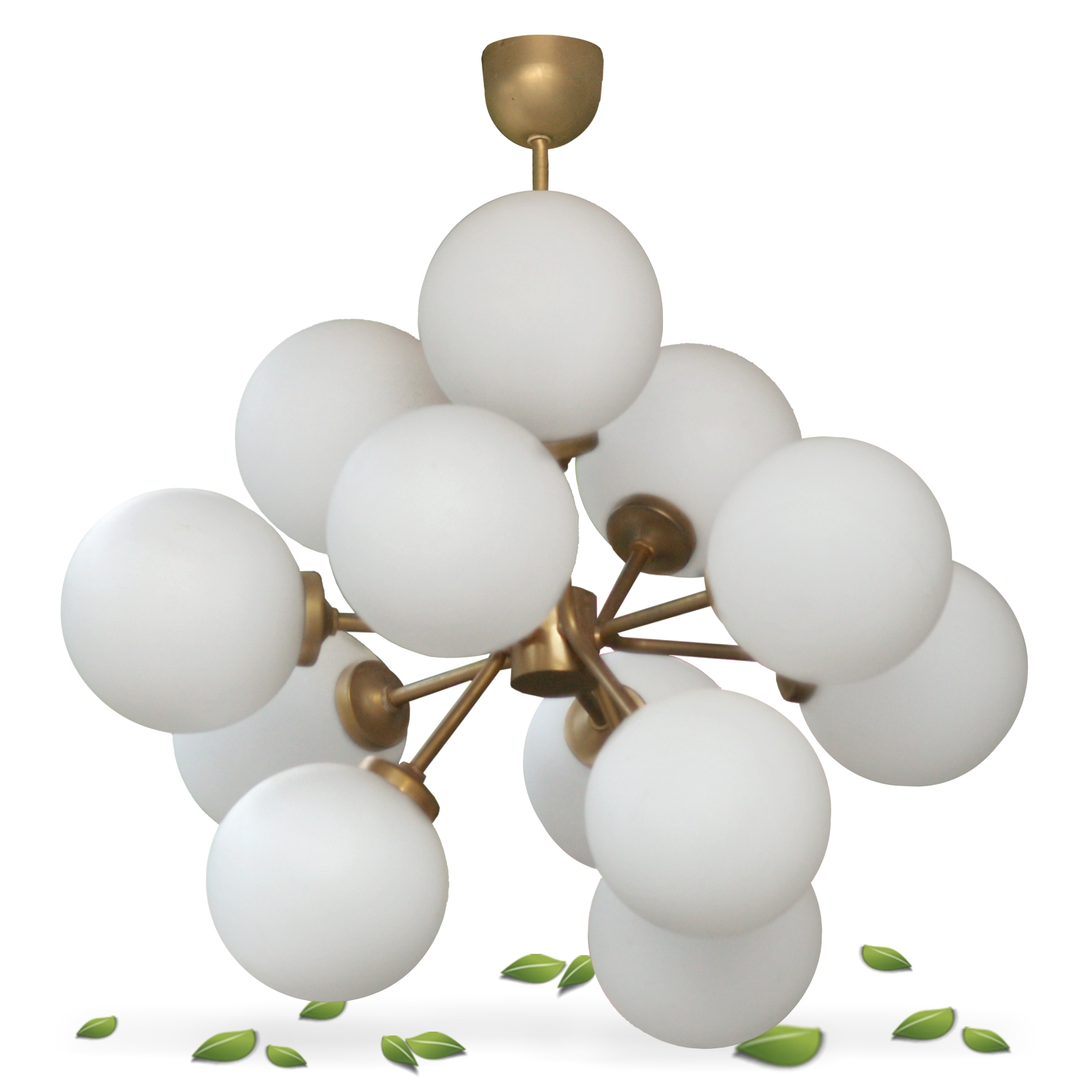 antike Lampe Glaskugeln Messing Bubbles Midcentury Retro 60er-Jahre 70er 50er Shabby Chic Design Sputnik