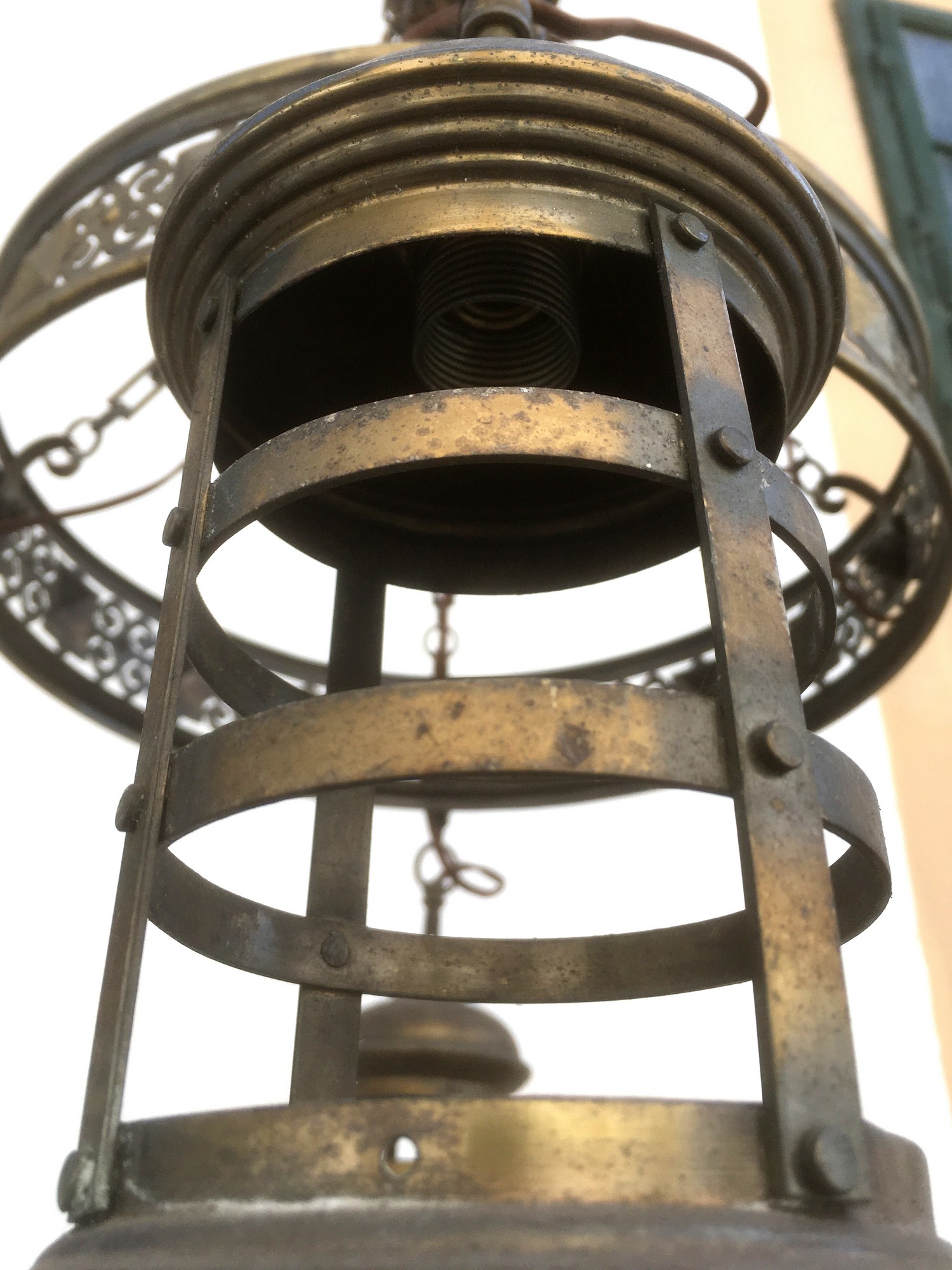 Kronleuchter Vintage Luster Messing antik Leuchter mit Laternen Industrialdesign Antiquität