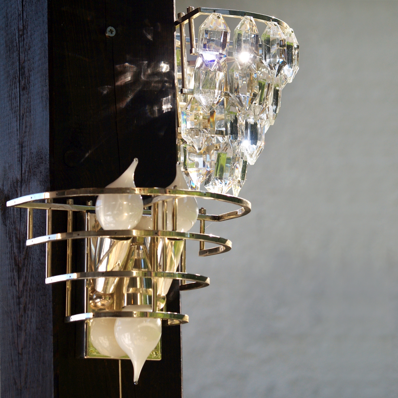 Bakalowits Wandlampe silbern vernickelt Luster Bakalowits Kristall Wandlampe