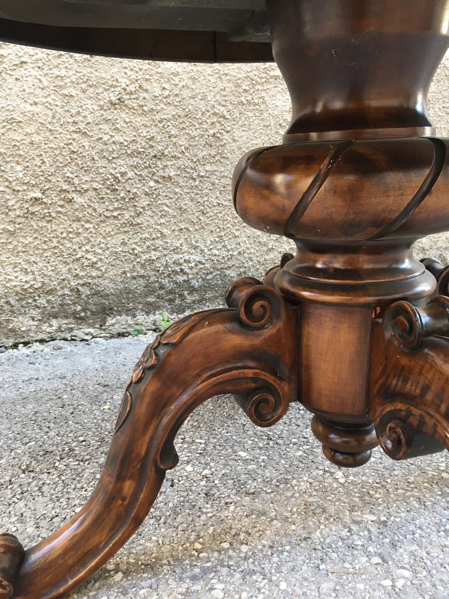 Tisch Esstisch Salontisch rund ausziehbar Einlegeplatte antik Säulenfuß