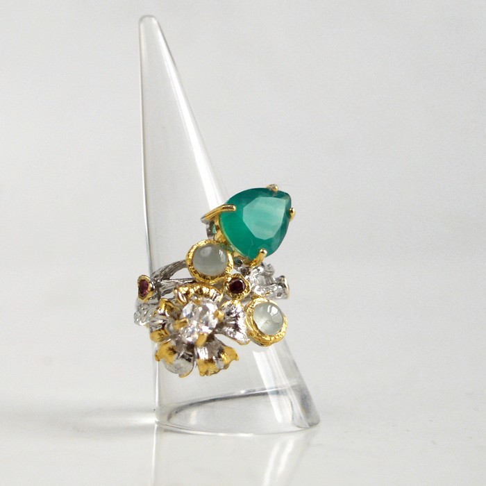 Onyx Ring 925 Silber Steampunk