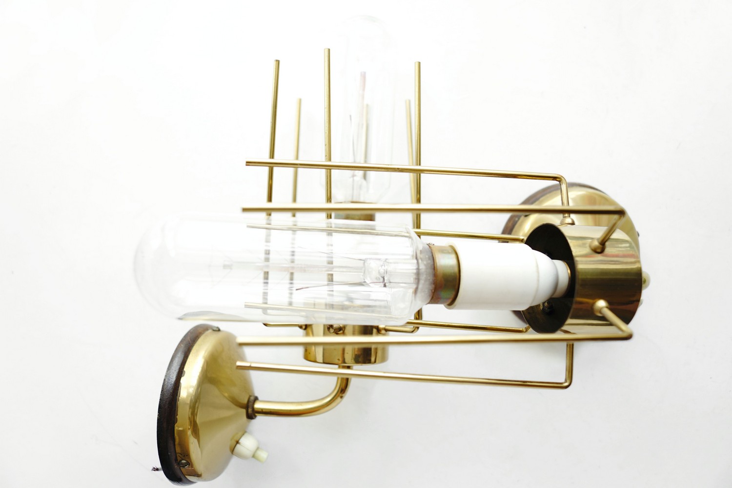 Wandleuchte Wandlampen Midcentury Messing Industrialdesign Retro Edisonbirne 60er- 70er-Jahre