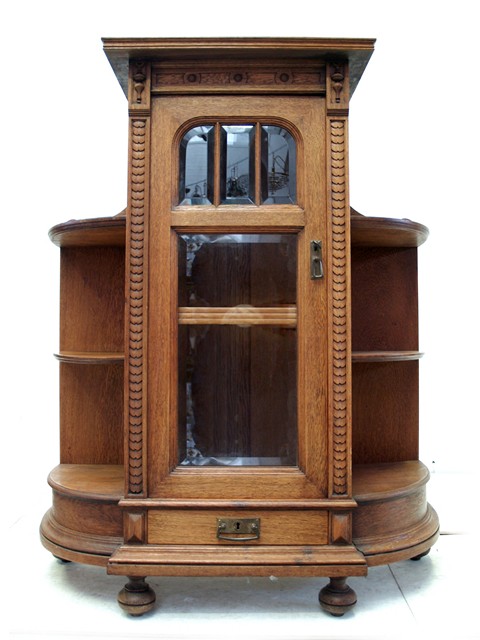 elegantes antikes Vertiko um 1880 gefertigt als Vitrine mit offenen Regalen antikes Vertiko