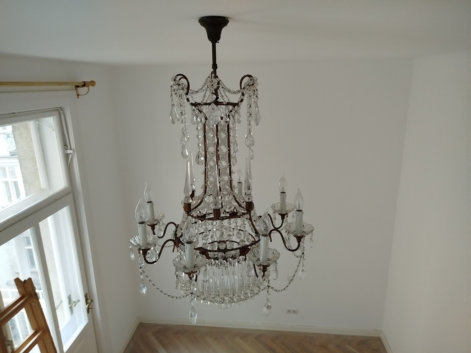 Neoklassizistischer Kronleuchter Kristall Murano Glas Antik Bleikristall Kronleuchter antiker Prunkluster Biedermeier Gründerzeit Antiquität
