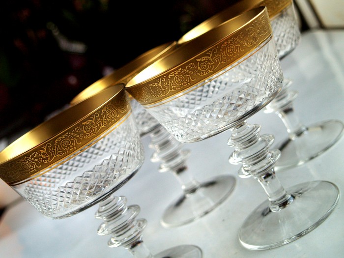 theresienthal concord minton Goldrand Waffelschliff Sektschalen