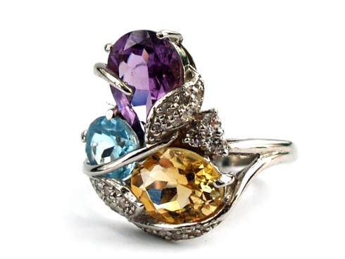 Ring 925 Silber Edelstein Schmuck Cocktailring Multicolor handgefertigt