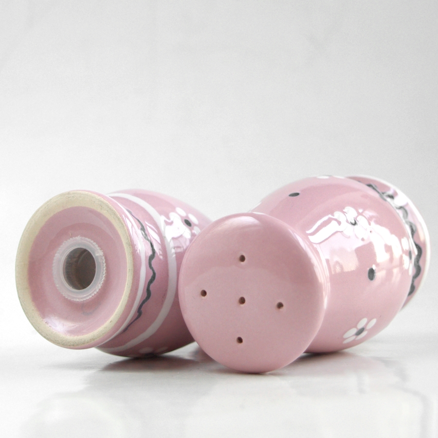 Gmundnerkeramik Dirndlrosa Salzstreuer Menage Korb rosa weiß Keramik