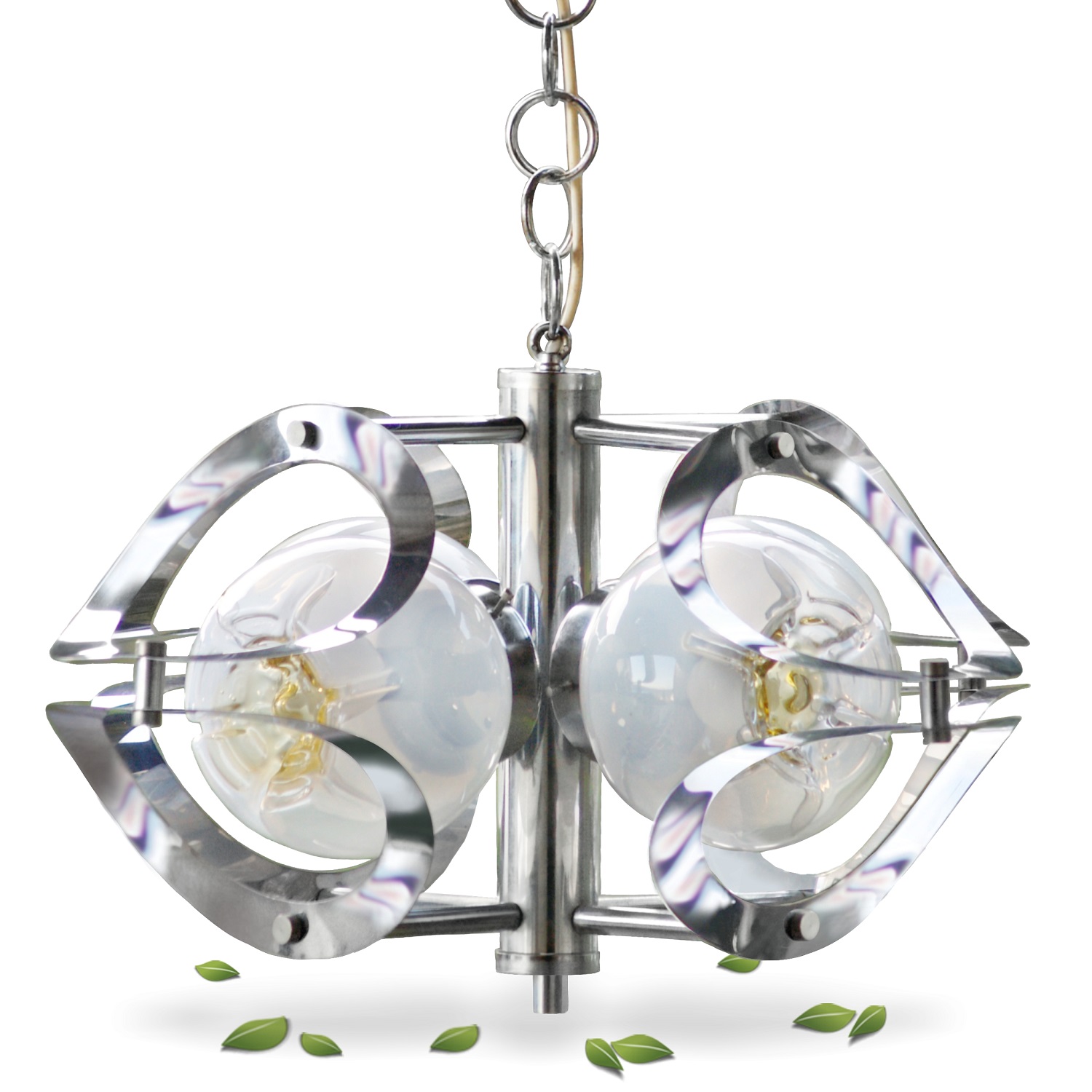 Hängelampe Retro 70er-Jahre Lampe Chrom Glas Mazzega Design