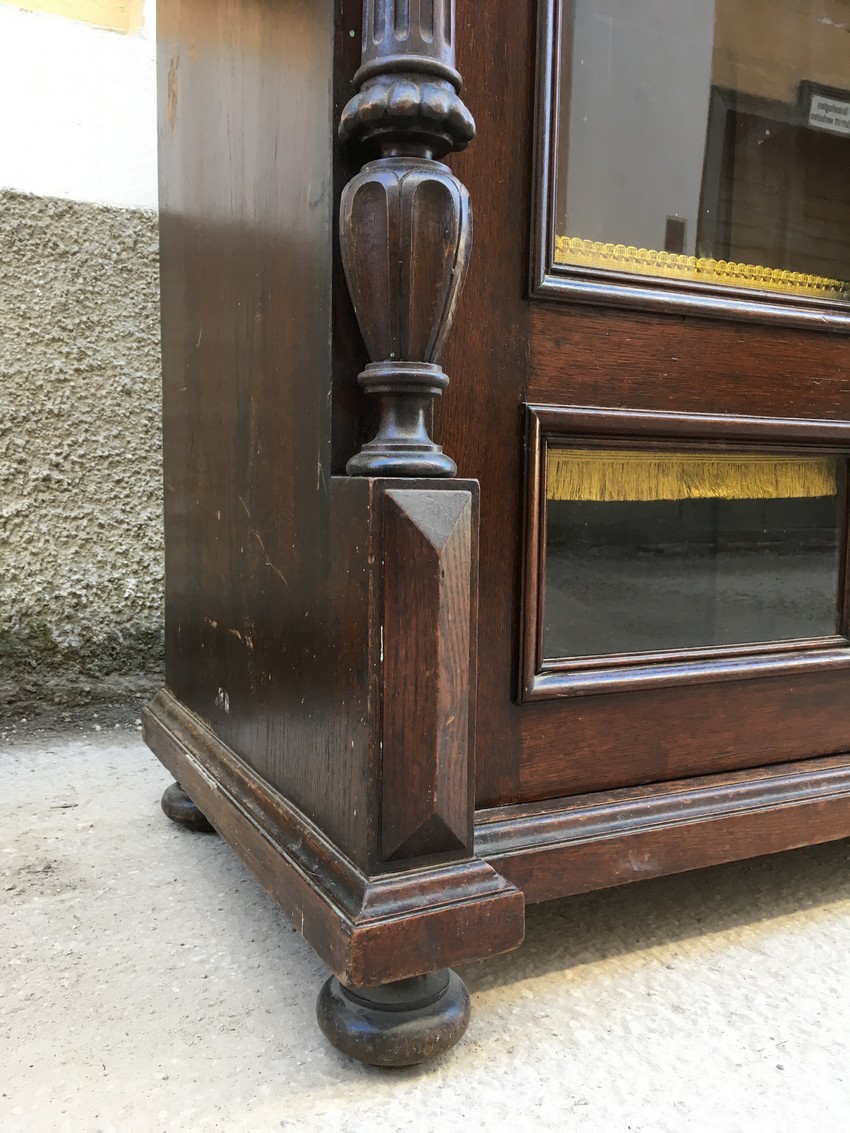  Schrank antik Gründerzeit furniert Vitrine Bücherschrank Geschirrschrank