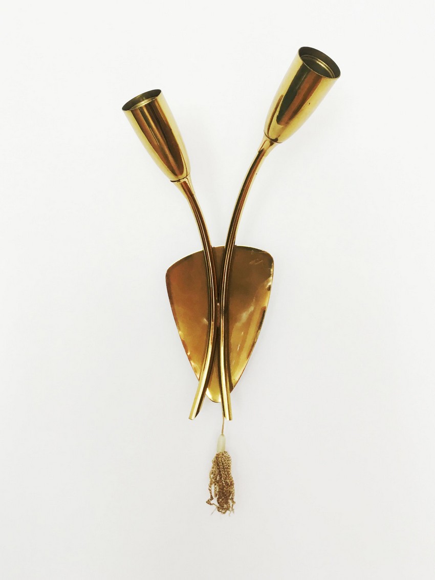 Wandlampen Midcentury Tüten Nierenform Messing gold Vintage Design