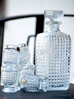 SCHNAPS GLÄSER + FLASCHE Warzenglas BOHEMIA * PRACHTSET