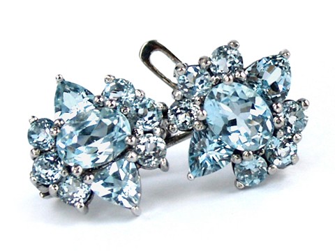 Ohrstecker 925 Silber natürliche Blautopas Edelstein Schmuck 925 Silber Ohrstecker Blautopas