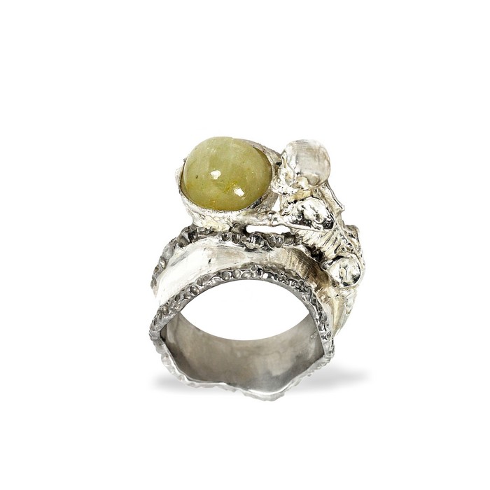 Ring 925 Silber Edelstein Saphir Skelett Mythologie