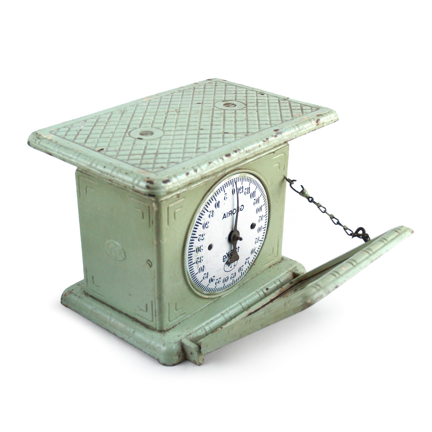 Gloria Spiegelwaage Personenwaage Gusseisen Waage mintgrün Shabby Chic Personenwaage antik
