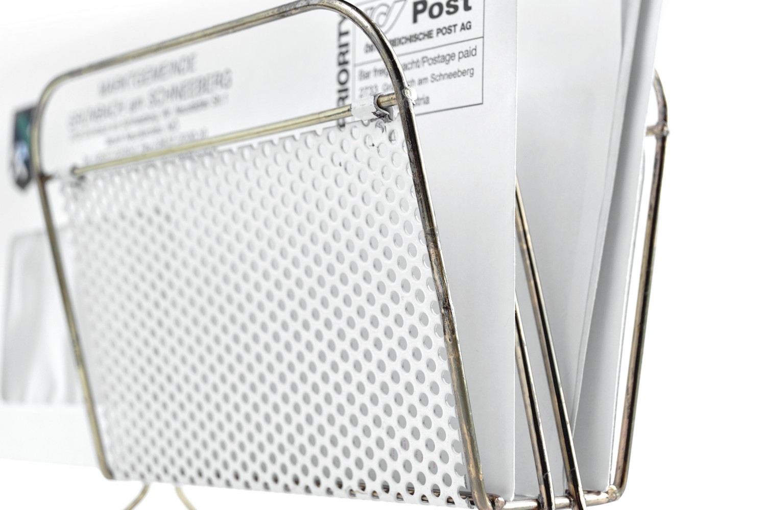 Serviettenhalter Vintage Retro Zeitungshalter Briefhalter original creme gold Metall