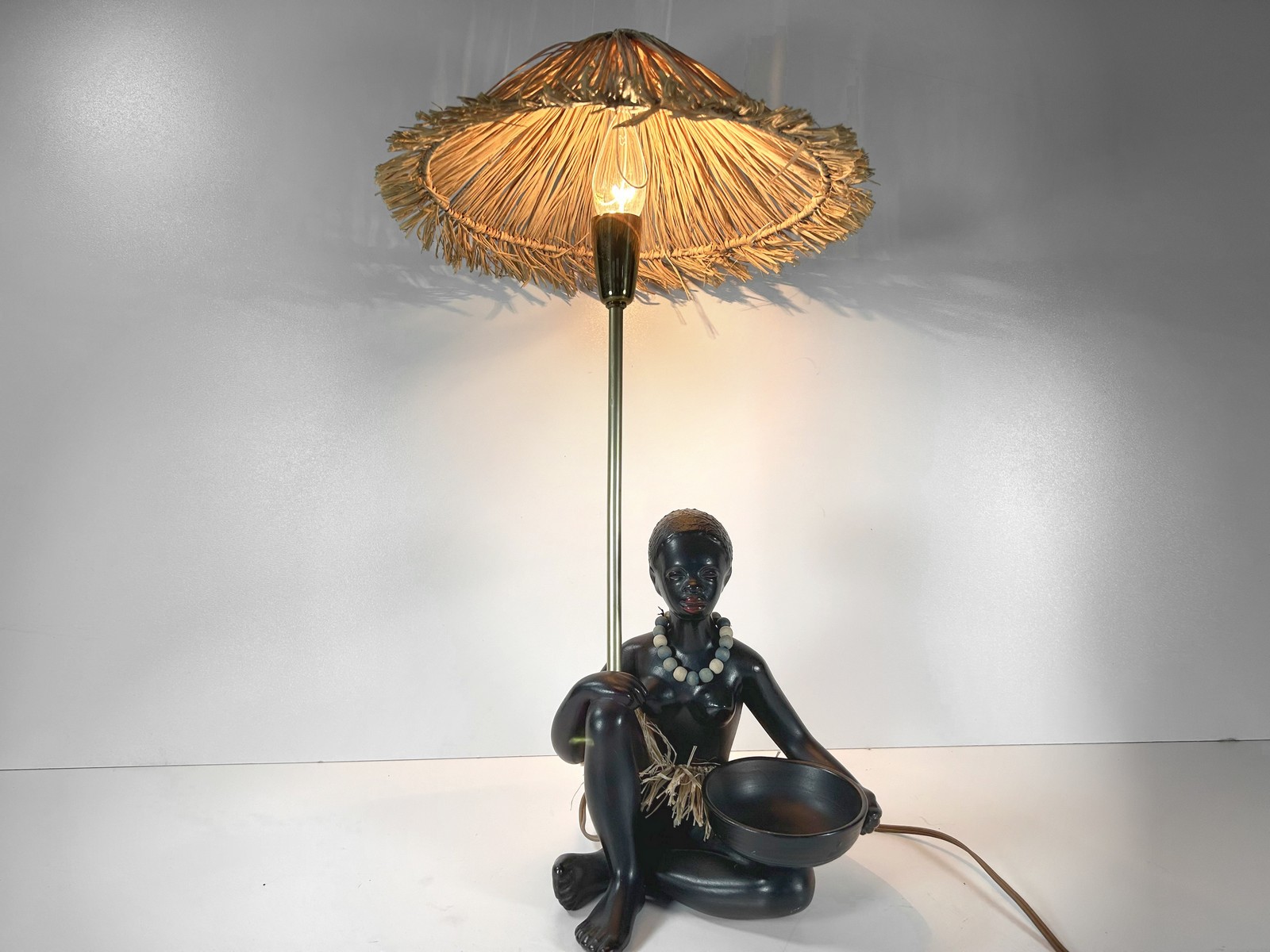 Gmundner Tischlampe Cortendorf Anzengruber Vintage African figurine Mid Century Design Original