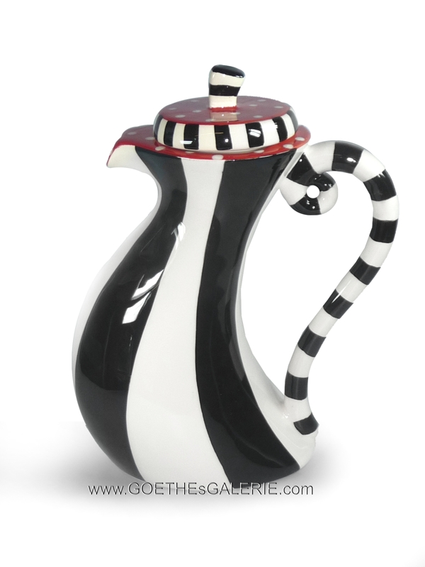Kaffeekanne Retro Stripes Keramik schwarz/weiß "American Diner" Kaffeekanne Retro Stripes Keramik schwarz/weiß "American Diner"