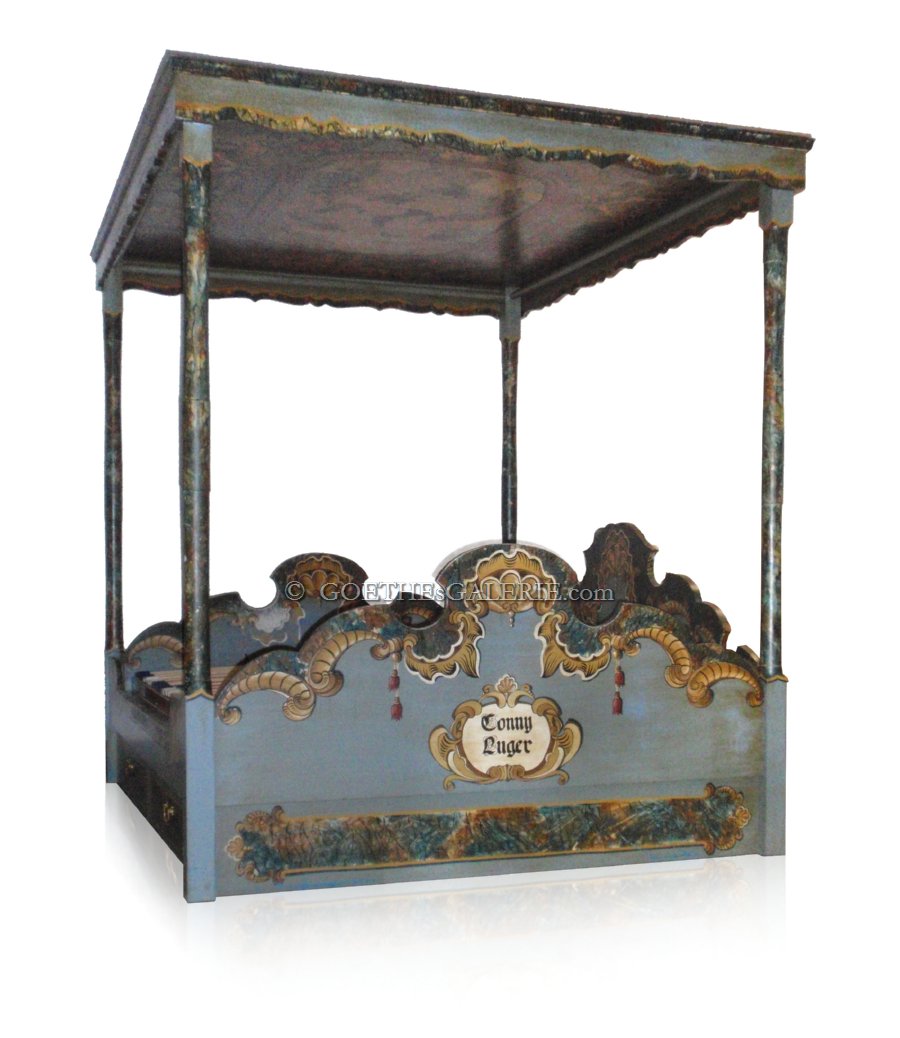 BETT Bauernbett großes HIMMELBETT bemalt Himmelbett bemalt gebraucht