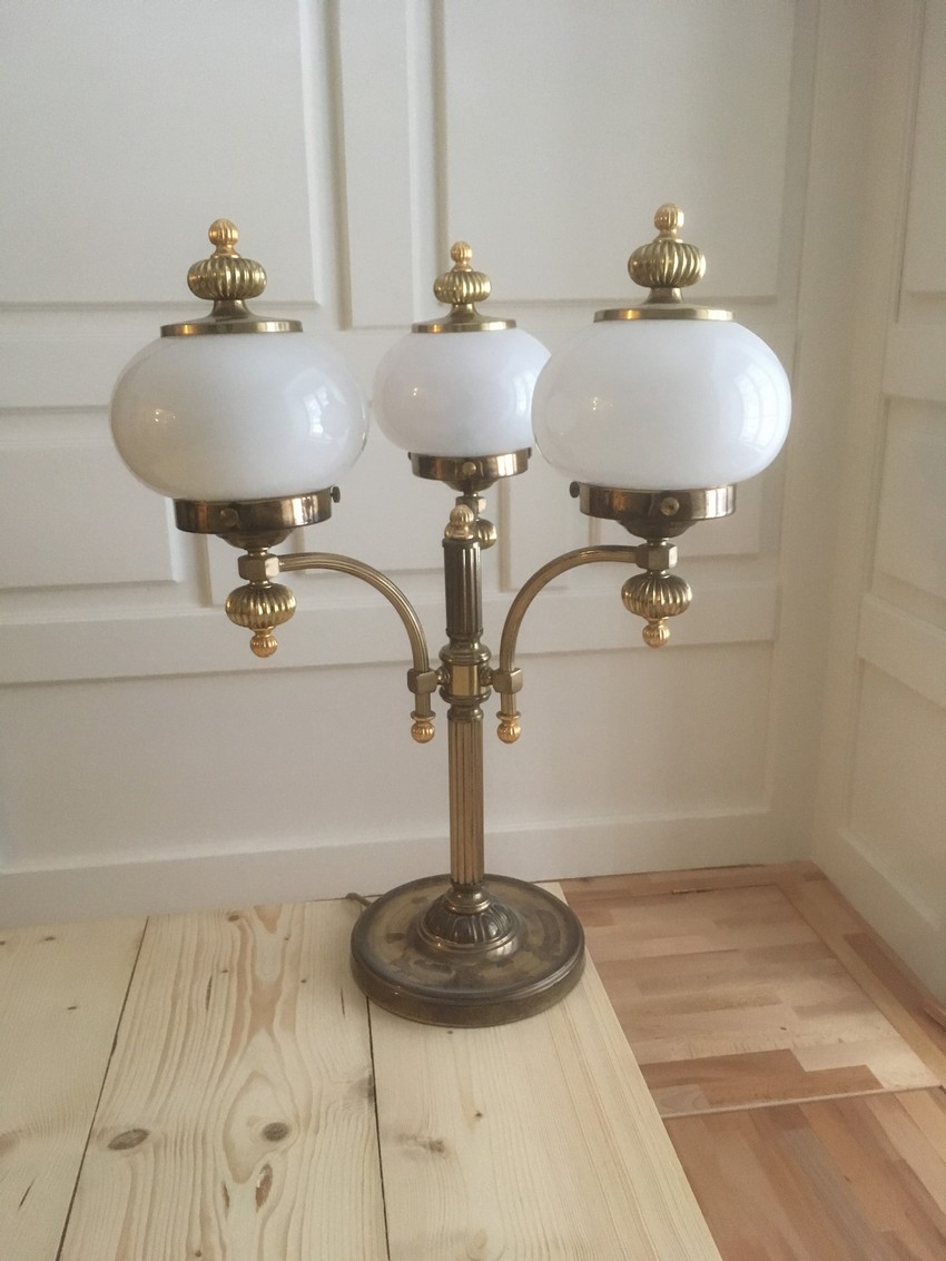 Messing Glas Lampe Vintage