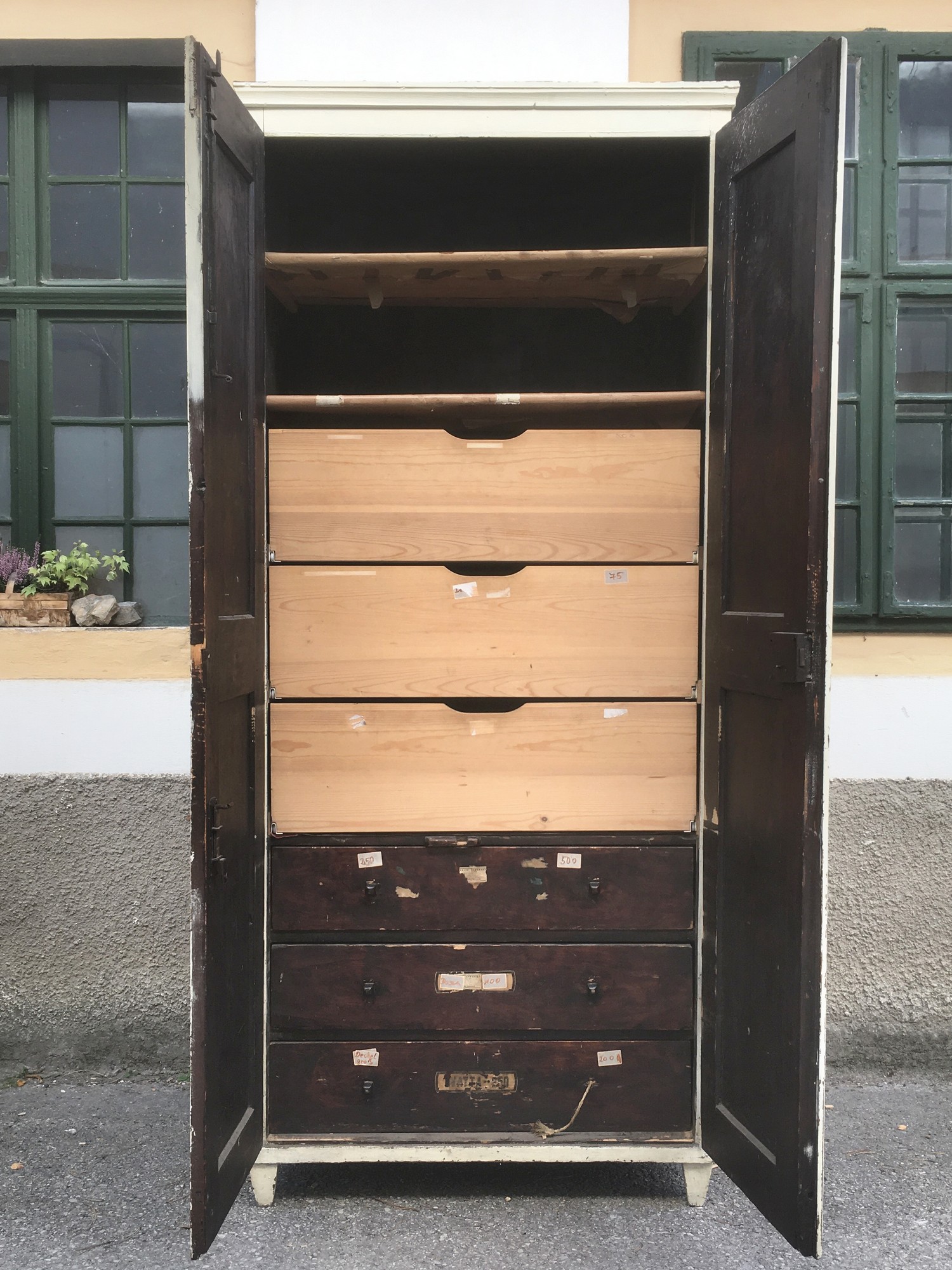 Schrank Kasten Vorratsschrank Shabby Chic antik groß zweitürig Lagerschrank