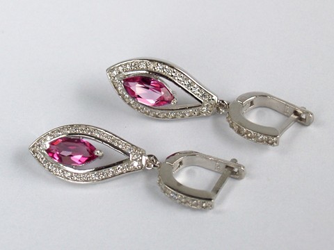 925 Silber Ohrstecker Topas rosa