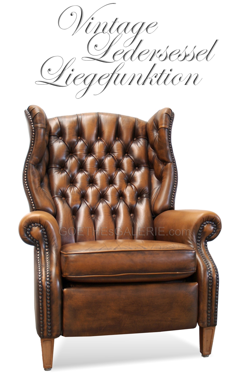 Chesterfield Ledersessel Englisches Stilmöbel Leder Sessel mit Liegefunktion Chesterfield Ledersessel