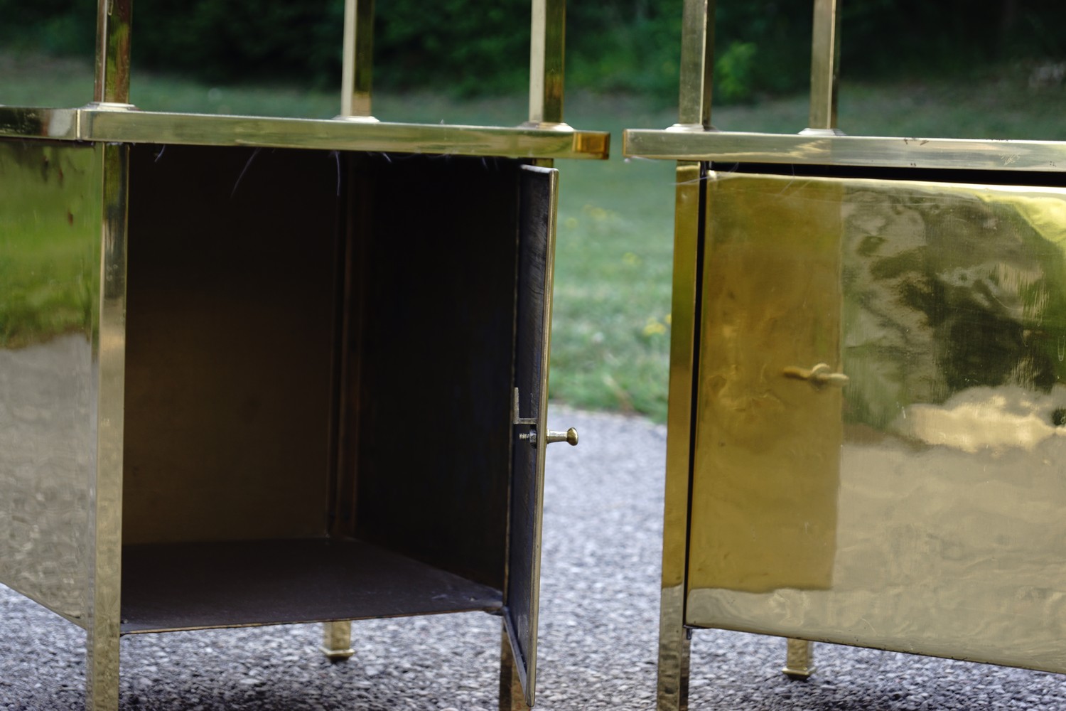 Nachtschrank Messing antik Nachtkasten Kommode Nachttisch golden