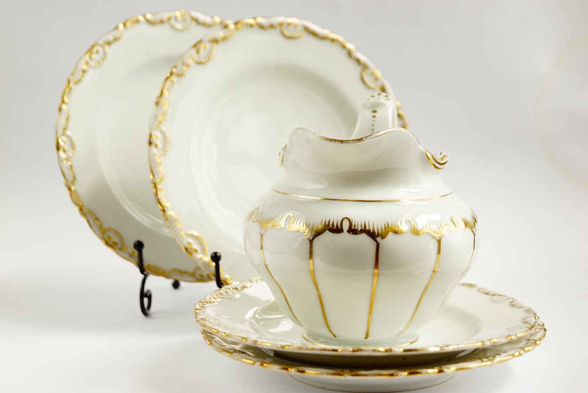 Antikes böhmisches Porzellan Frühstücksset Biedermeier