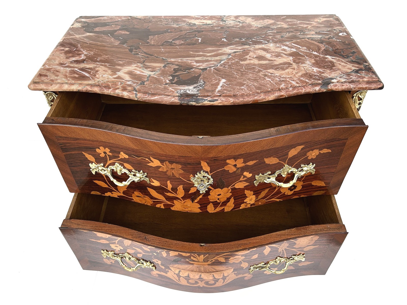 Antike Möbel Barock Französische Kommode Louis XV Rokoko Marmorplatte