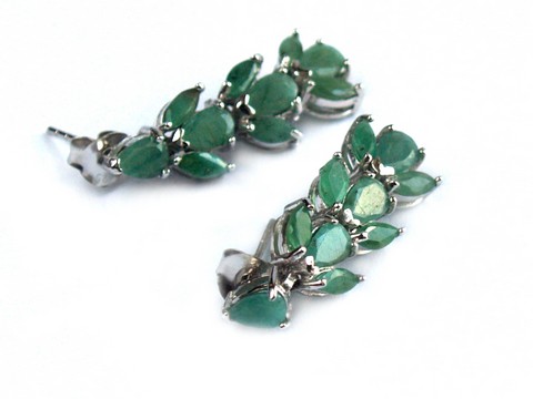 Smaragdohrringe Ohrringe Ohrstecker 925 Silber Edelsteine handgefertigter Schmuck Smaragd