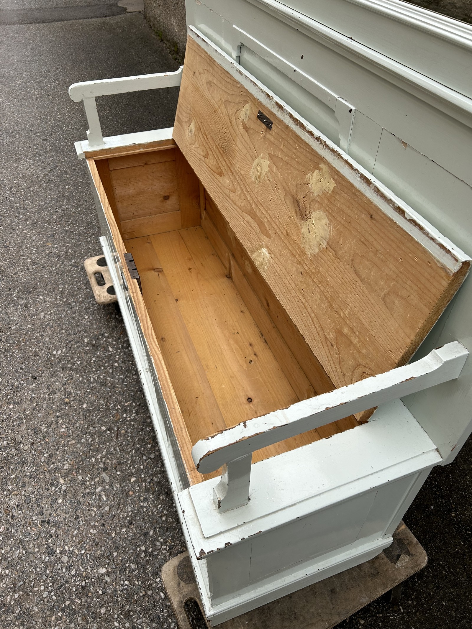 Sitzbank antik Diele Garderobe Möbel Vintage Massivholz Omas