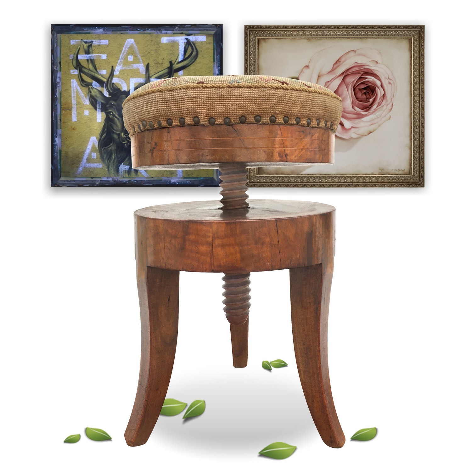 Klavierhocker Hocker Biedermeier um 1820 original Drehhocker Klavierhocker antik