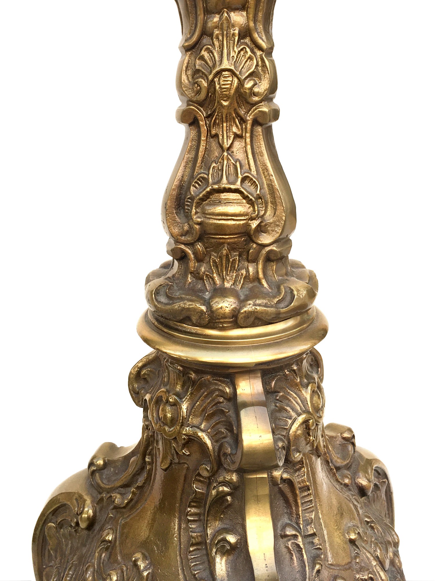 Stehlampe Lampe Bronzeguss goldfarben sakral Tischlampe schwer Kerzenständer