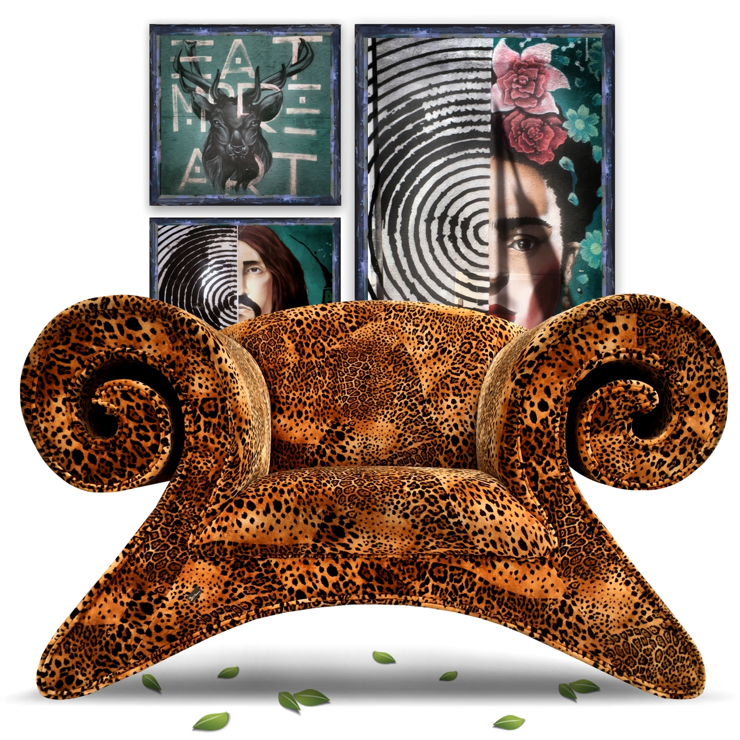 Armlehnstuhl Bretz Mammut Mamut Sessel Stuhl Mama Wildcat Leostoff gebraucht