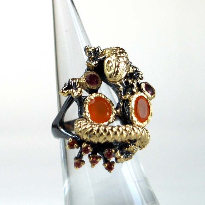 Ring 925 Silber Edelsteine Schlange handgefertiger Schmuck