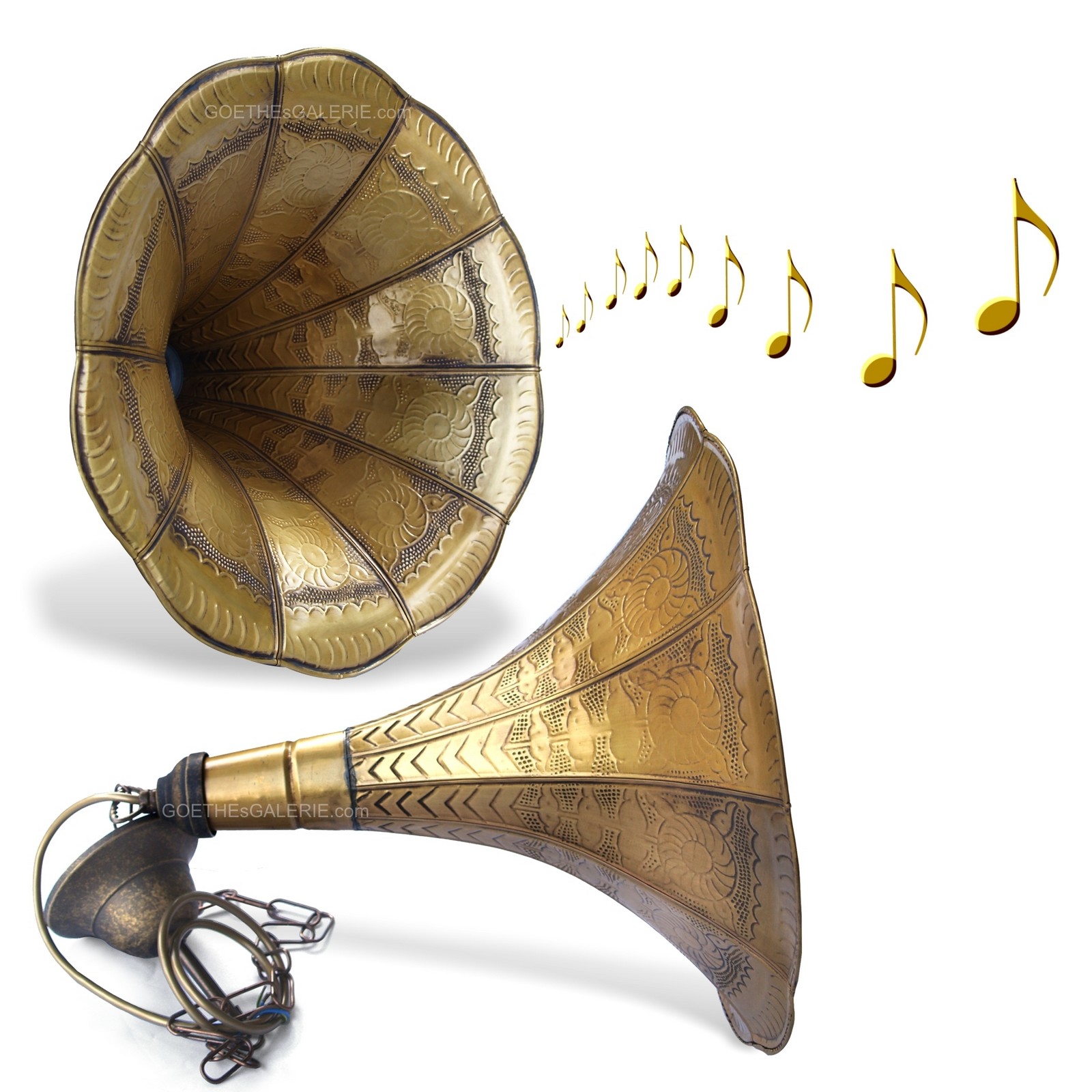 Luster Messing Musik Trichter Grammophon Leuchter Grammophon Lampe Messing Steampunk Trompete