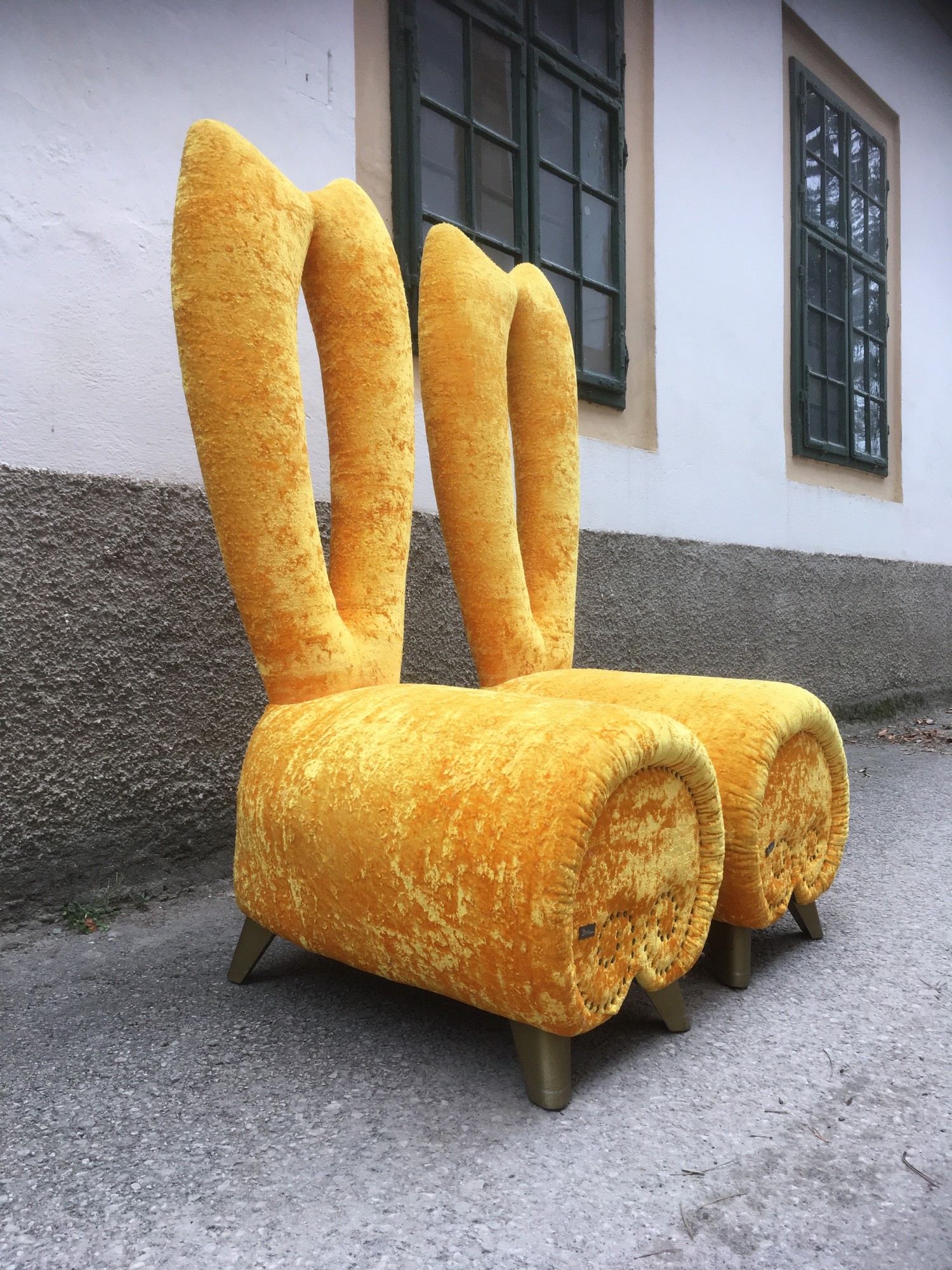 Bretz Sessel BUNNY Hochlehner Stuhl goldgelb Designsessel Original