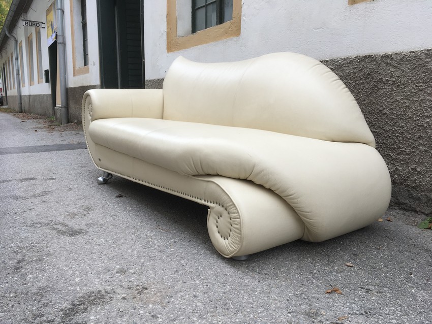 Bretz Gaudi Sofa Recamiere creme Leder