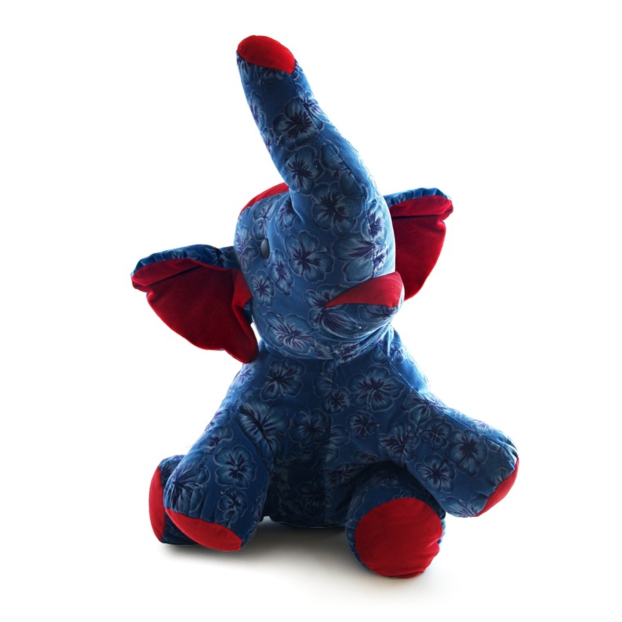 Bretz Cultsofa Kissen Elefant Hibiskus Stoff blau Blumen für Sofa Designersofa Polster Bretz Kissen Elefant Hibiskus