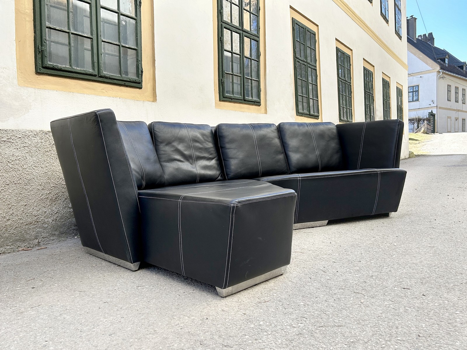 Bretz Designersofa Leder schwarz Couchlandschaft 2-teilig