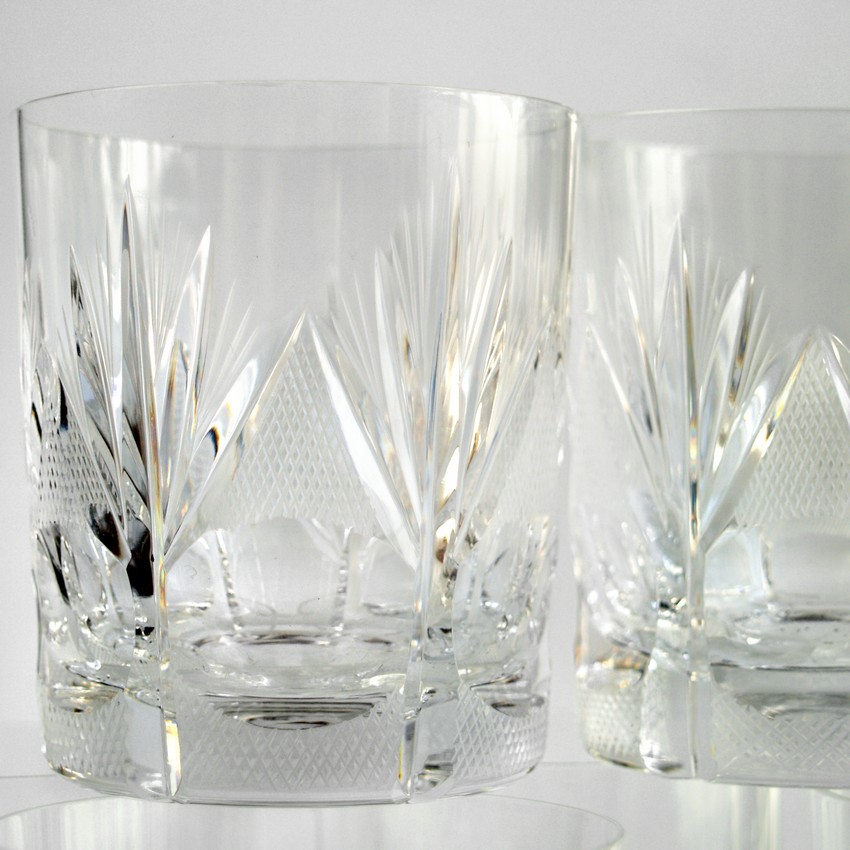 Bleikristall Gläser Wasser Whisky Rautenschliff Vintage