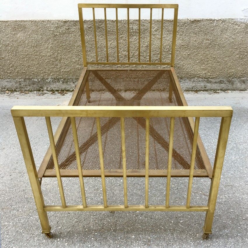 Messing Bett Jugendstil mit Gitterrost Messingbett