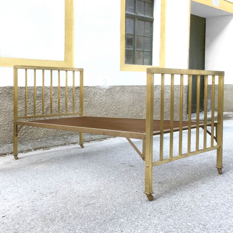 Messing Bett Jugendstil mit Gitterrost Messingbett